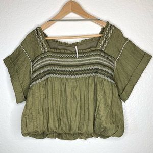 Free People Cropped Top with Cuffed Sleeves
